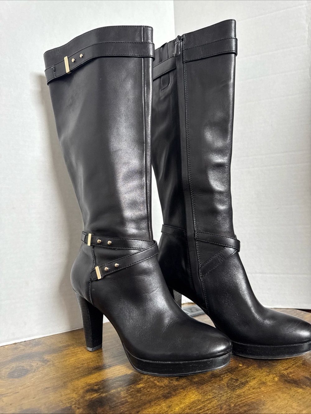 Cole Haan Nike Air Tall Black Women's Platform High-Heel Boots US 8B EXCELLENT - Picture 6 of 12